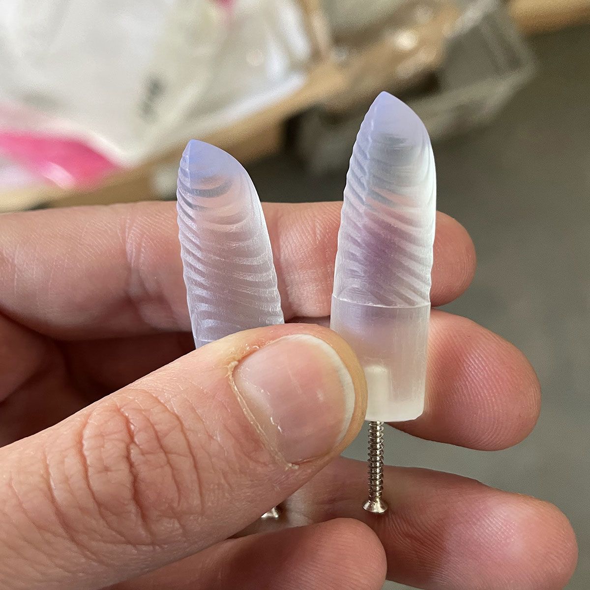 Puntali di prova stampati in resina trasparente